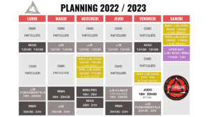 planning 2022 2023 jjb mma bordeaux bouscat