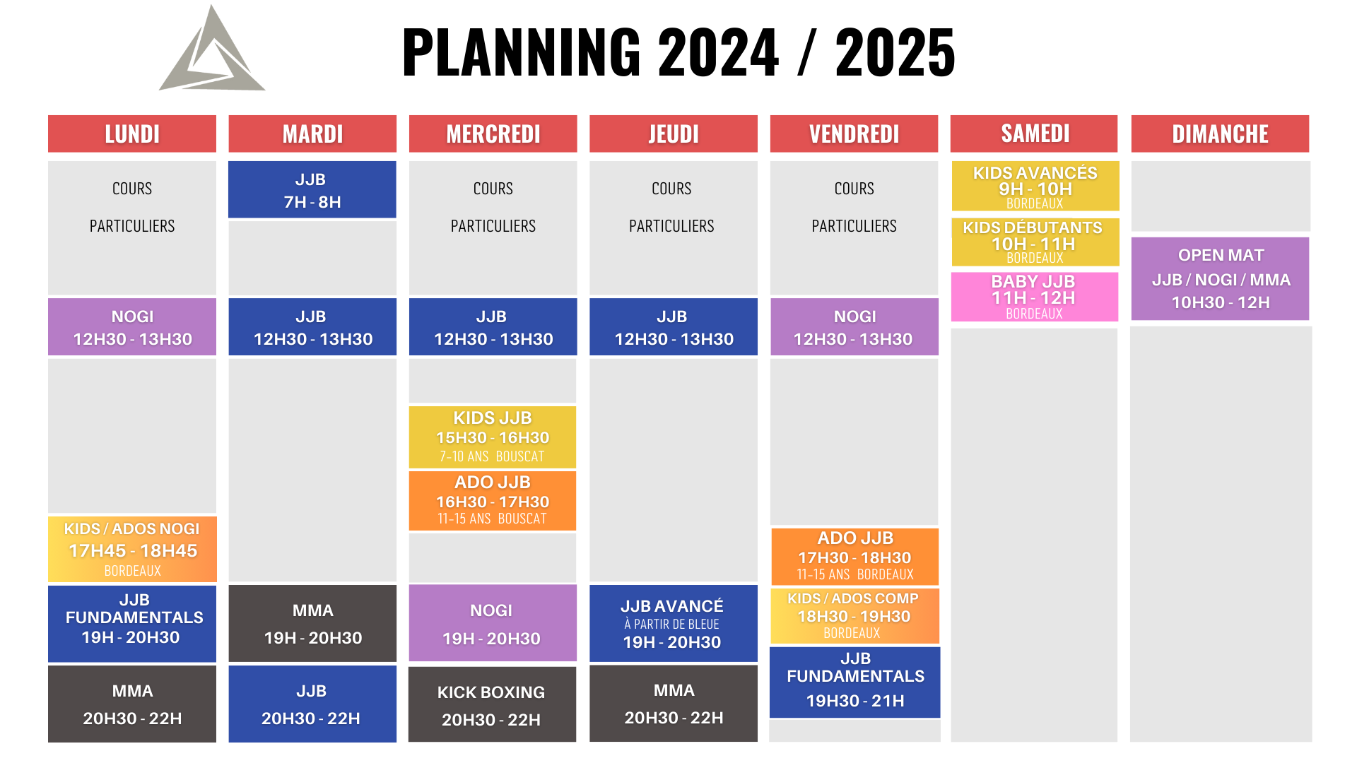 planning jjb mma bordeaux