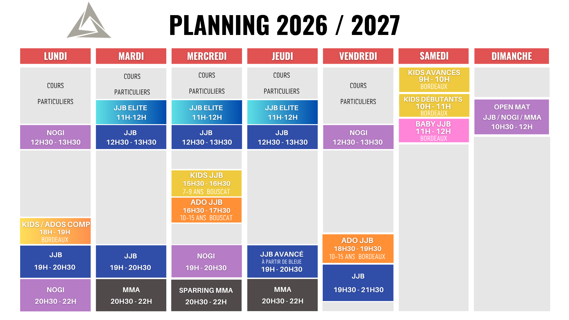 planning mma jjb bordeaux bouscat